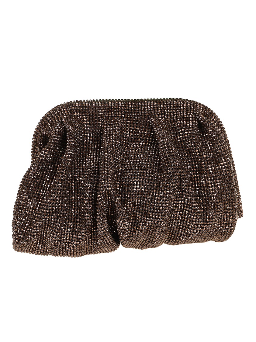 Shop Benedetta Bruzziches Rhinestone Mesh Clutch Bag With Dimensions And Design In Black