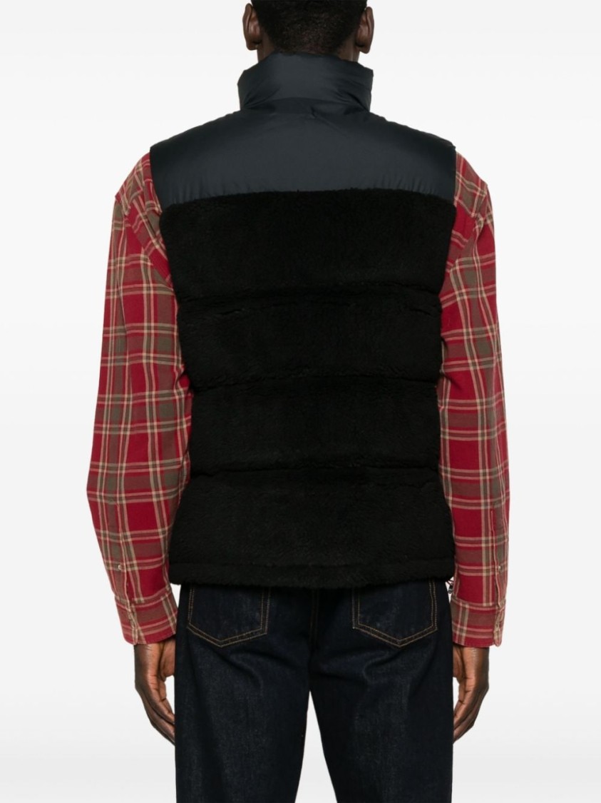 Shop Polo Ralph Lauren Padded Knit Vest With Blend Fabric And Zip Closure In Black
