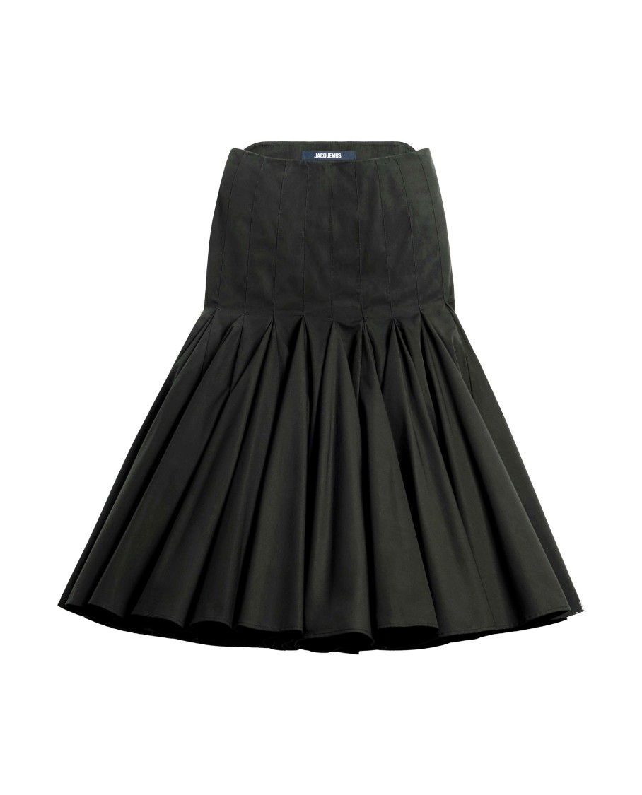 Jacquemus Bandeau Long Skirt With Flowing Flounces In Black