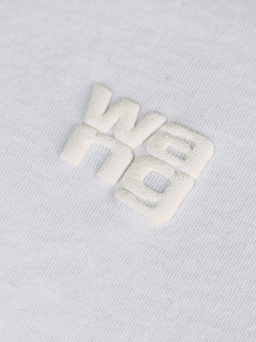 Alexander Wang Fitted White Tee With Puff Logo Detail In White