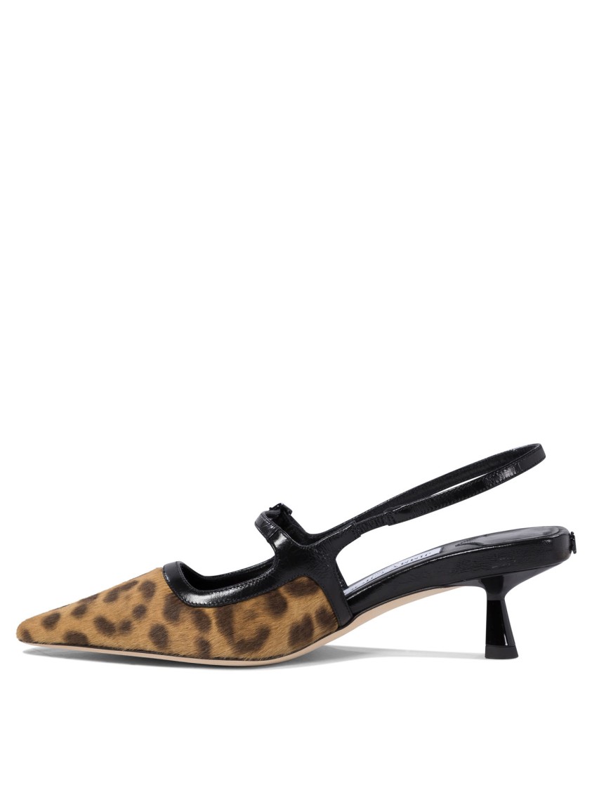 Jimmy Choo Leopard Print Leather Heeled Shoes In Black