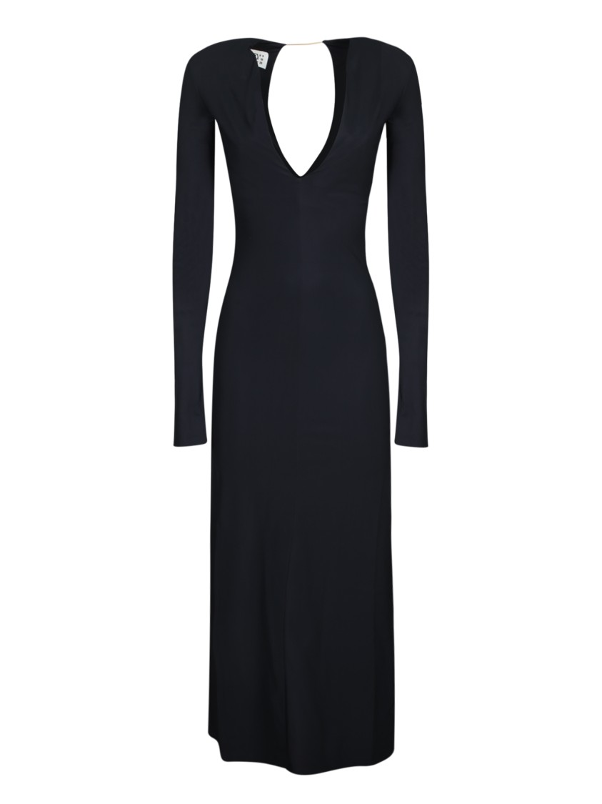 Mm6 Maison Margiela Mm6 By Maison Margiela Long Sleeve Fitted Maxi Dress With Deep V-neckline