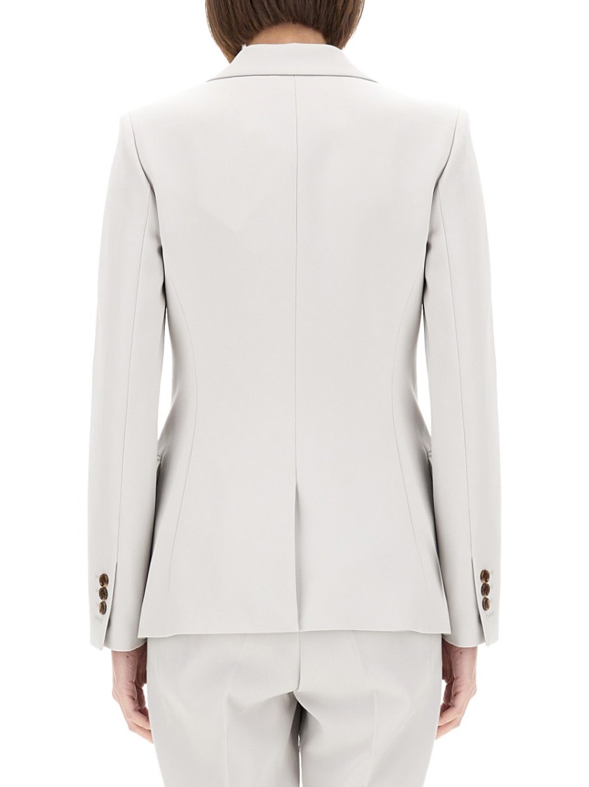 Theory Structured Blazer With Notched Lapels And Back Vent In Grey