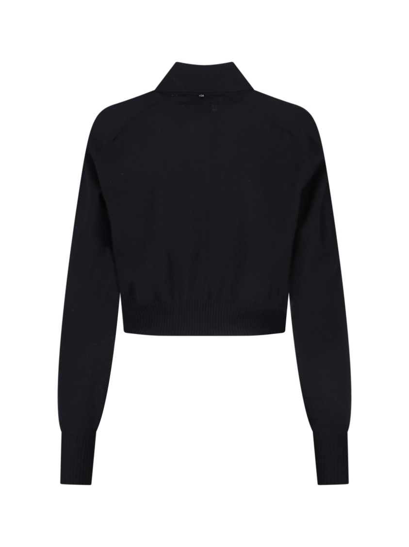 Sportmax Virgin Wool Cardigan With Classic Collar And Retro Charm In Black