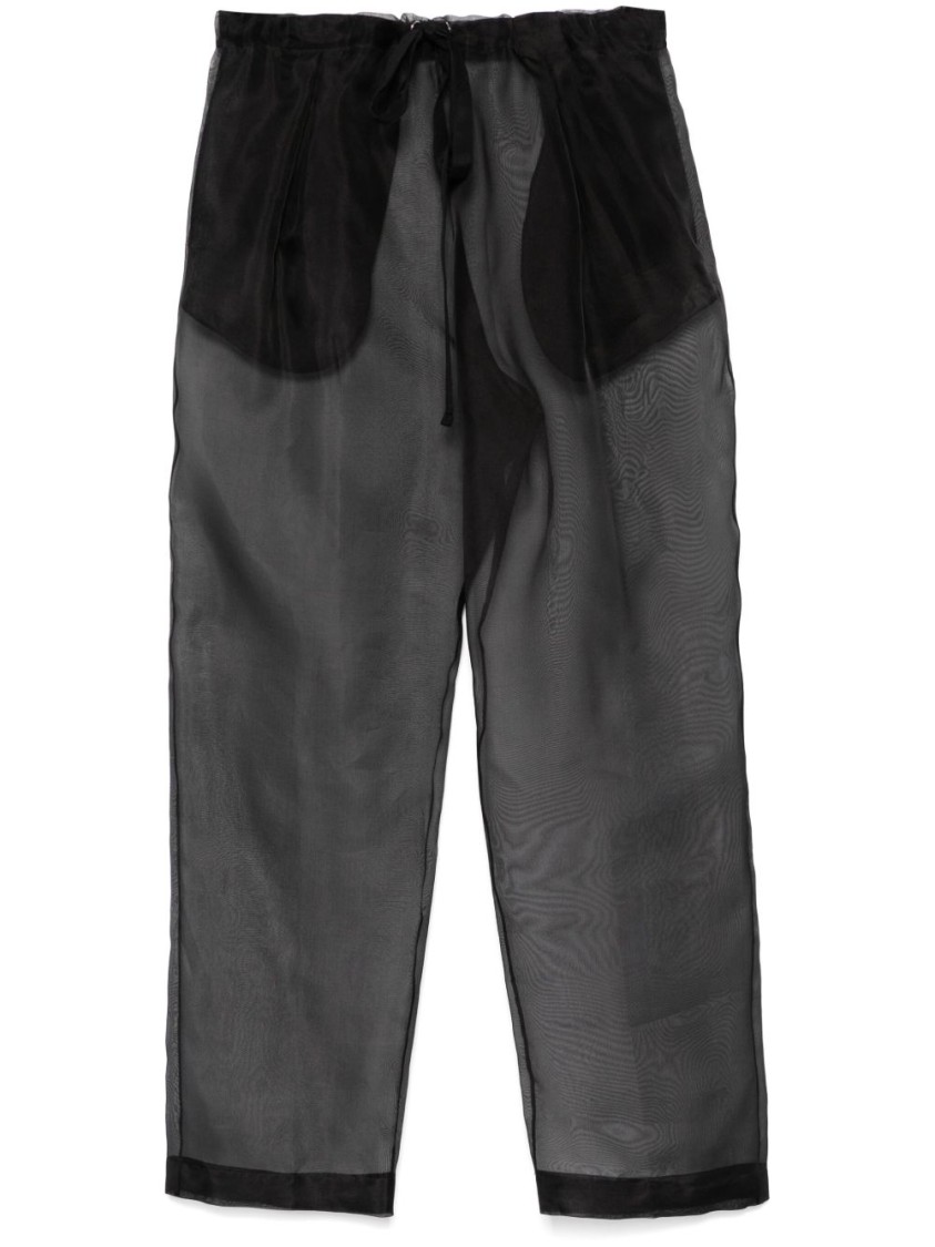 Khaite Trenton Silk Organza Sheer Pants In Black