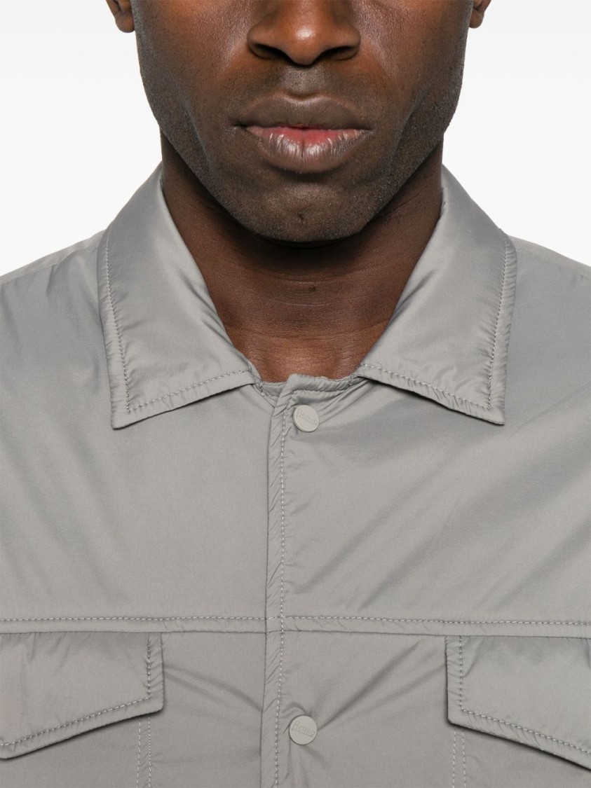 Herno Grey Shirt With Functional Pockets In Gray