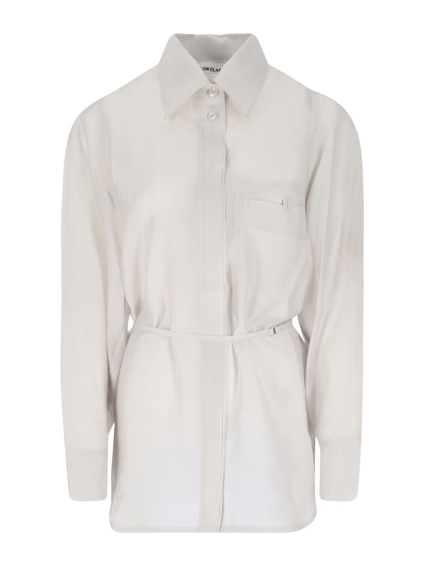 Low Classic White Shirt With Classic Collar And Rear Strap In Tech Fabric Woman In Neutrals