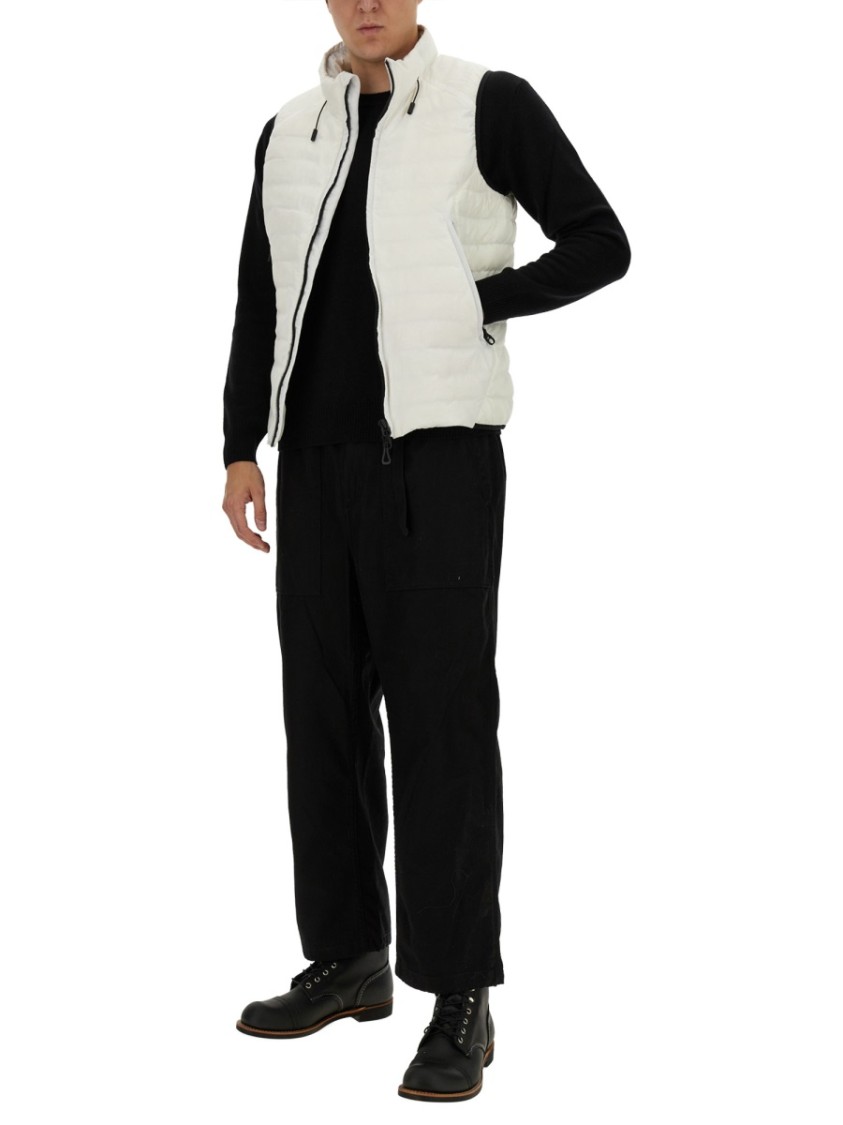 Jg1 Quilted High-collar Padded Vest With Zippered Pockets In Black
