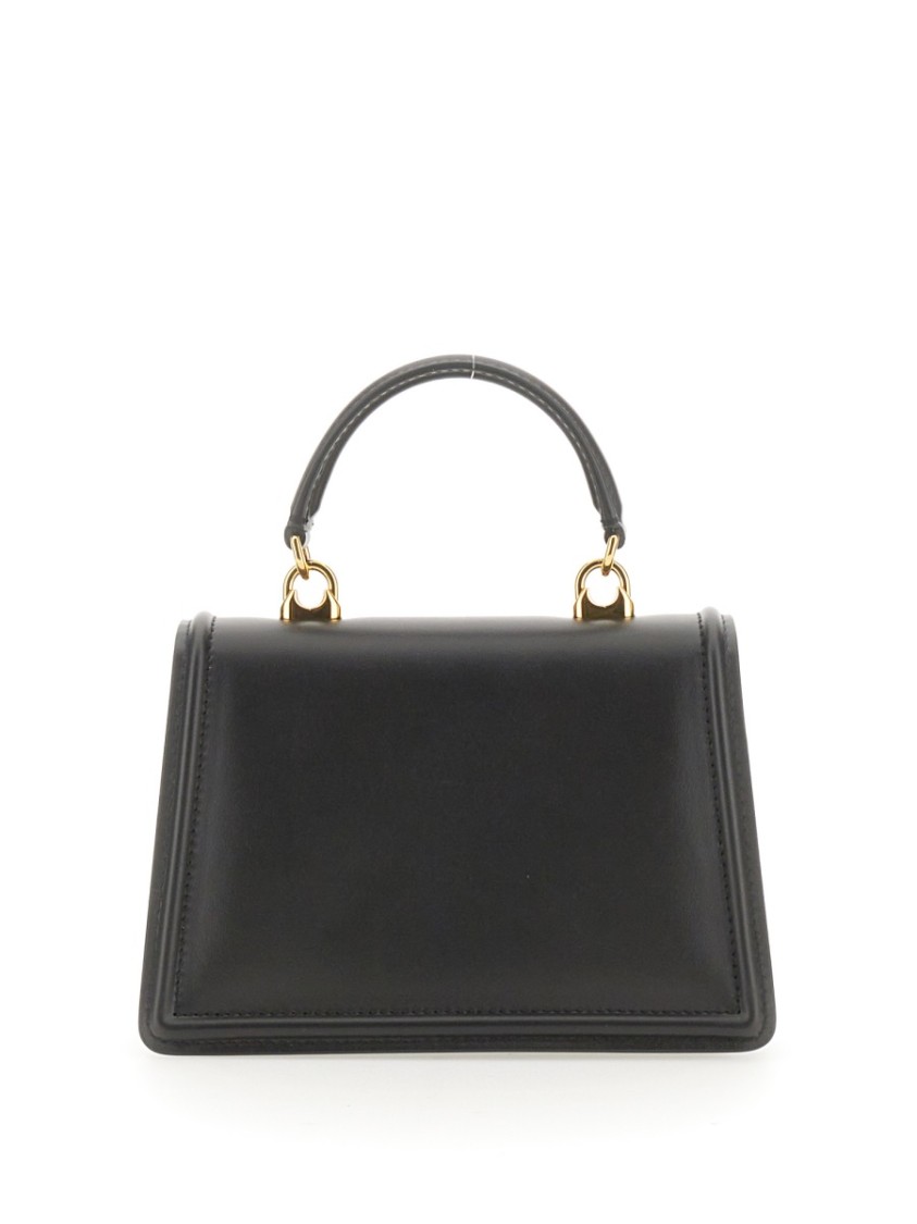 Dolce & Gabbana Small Devotion Molurus Python Skin Top Handle Bag In Black