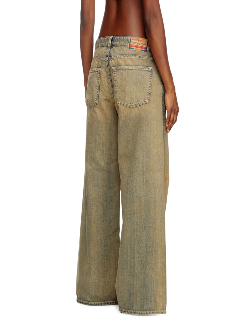 Diesel Straight-leg Jeans In Faded Beige Cotton In Gray