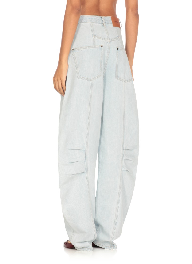 Rotate Birger Christensen Cargo Denim Pants Contrast Stitching