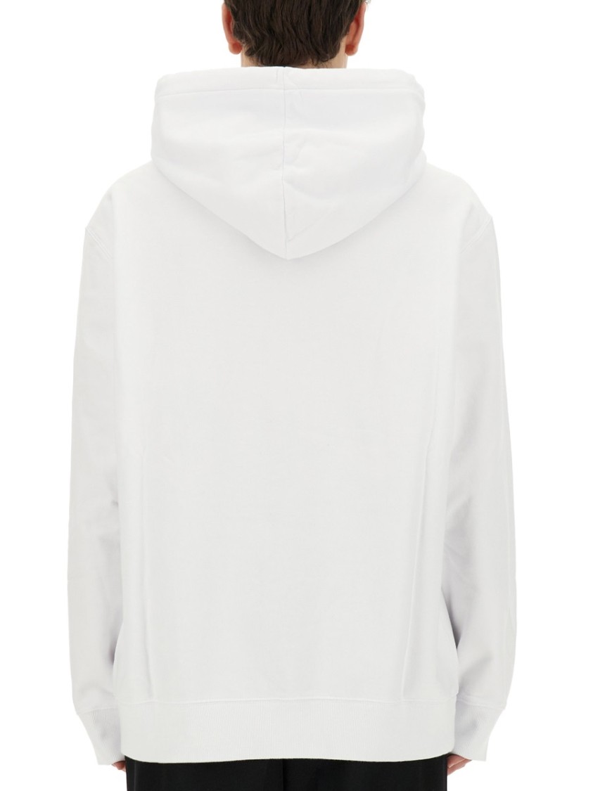 Lanvin Relaxed-fit Hooded Sweatshirt With Subtle Embroidery In White