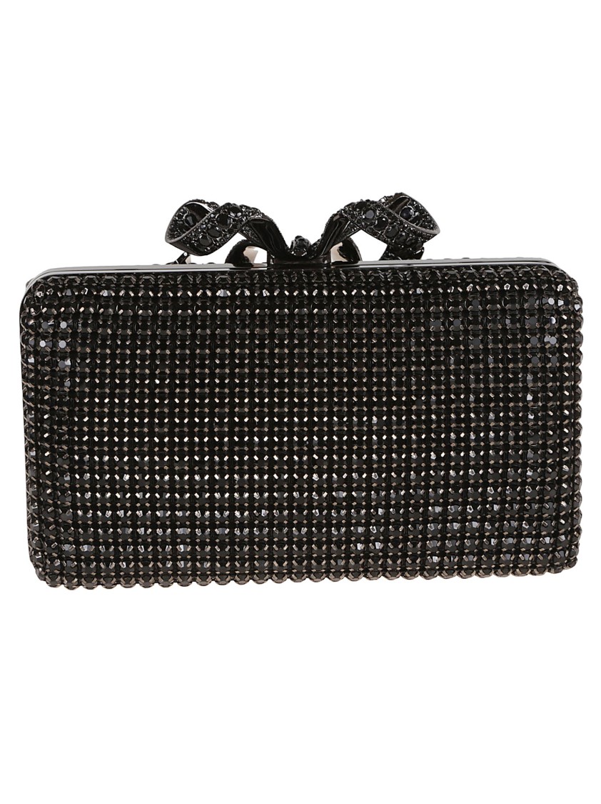 Shop Self-portrait Black Crystal Box Clutch