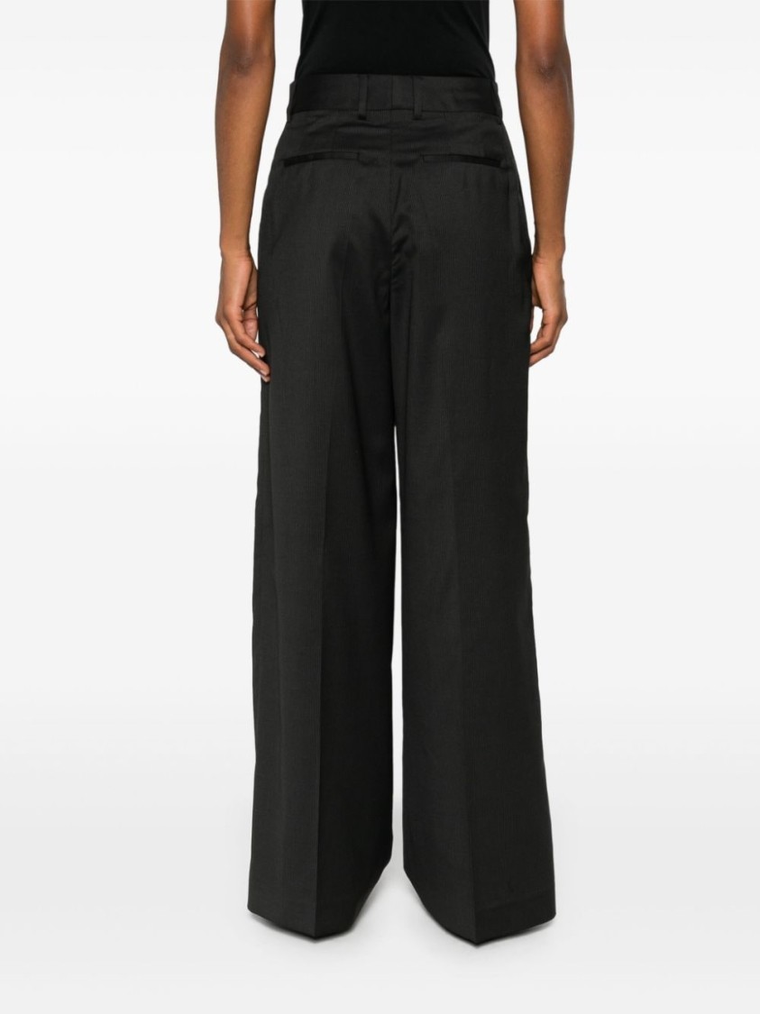 Shop Officine Generale Black/ecru Wool Trousers