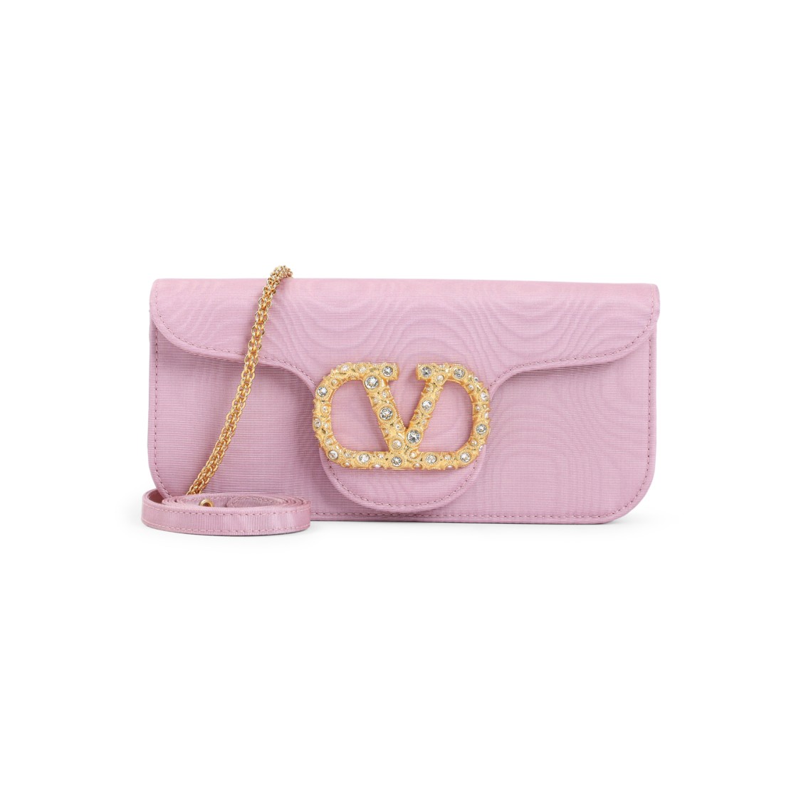 Valentino Garavani Textured Moire Clutch With Signature Logo