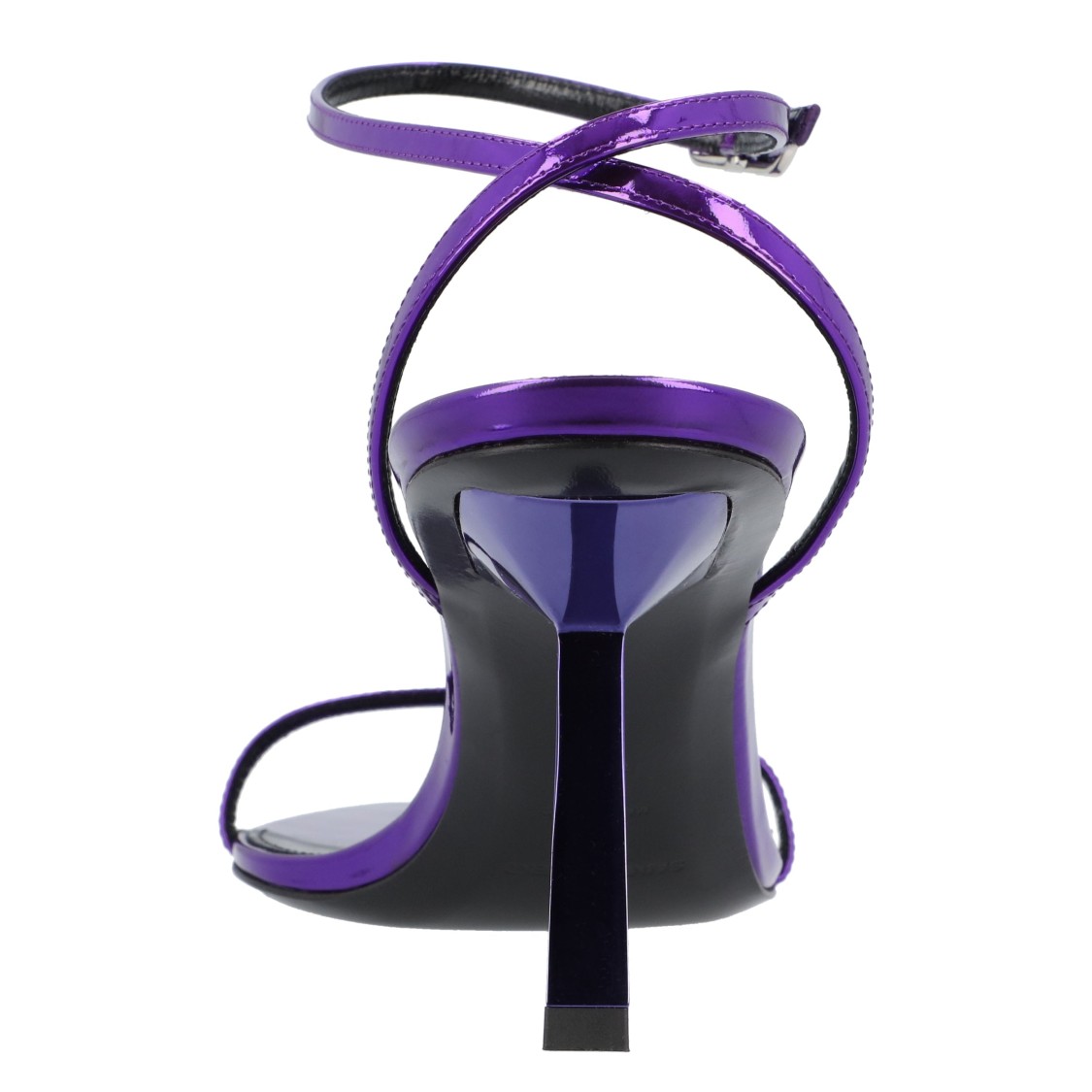 Saint Laurent Sleek Mirror Ankle-strap Kitty Sandals In Purple