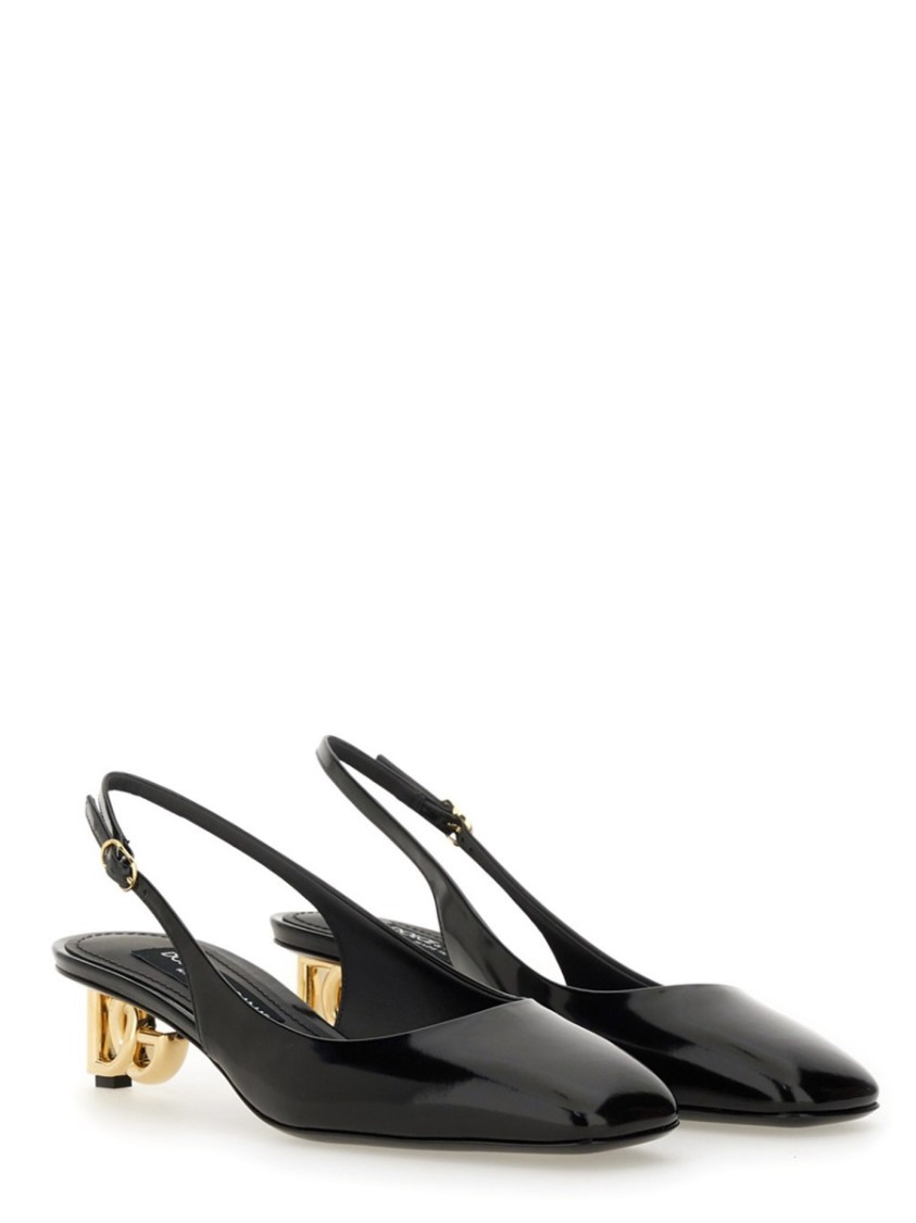 Dolce & Gabbana Black Décolleté With Dg Logo On The Heel In Black