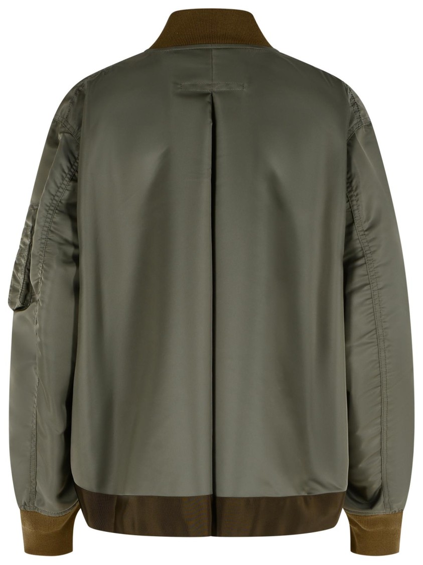 Sacai Bomber Jacket With Ribbed Cuffs And Pockets In Gray