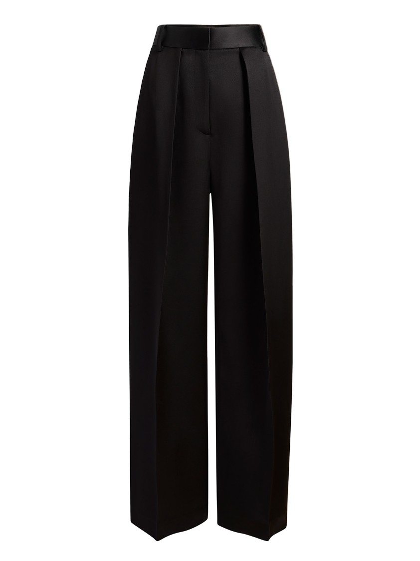 Khaite High-waisted Wide-leg Trousers In Luxurious Satin In Black