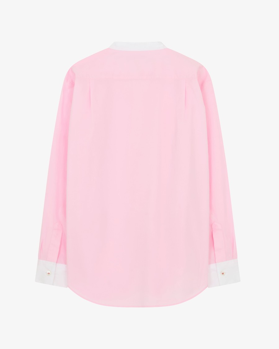 Serena Bute Collarless Shirt With Side Opening In Purple