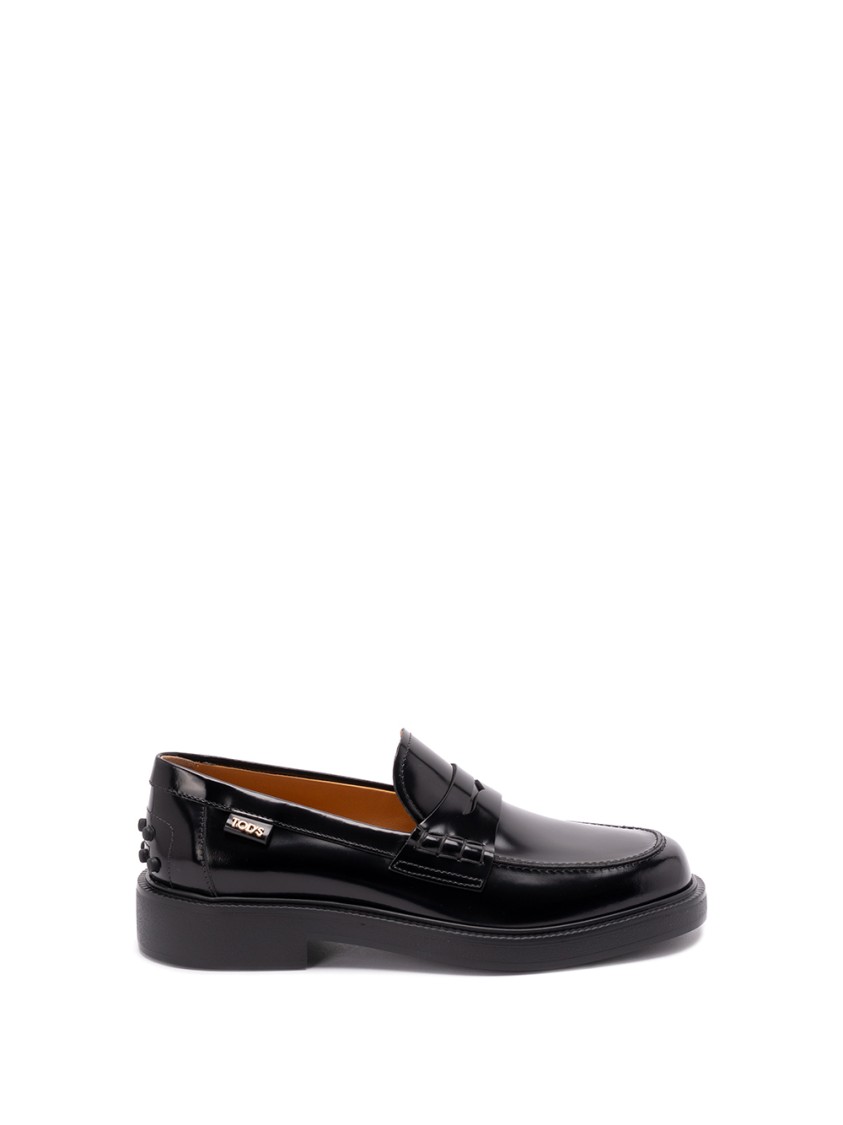 Tod's Mustard Gomma 20l Moccasins With Grommet-accented Heel In Black