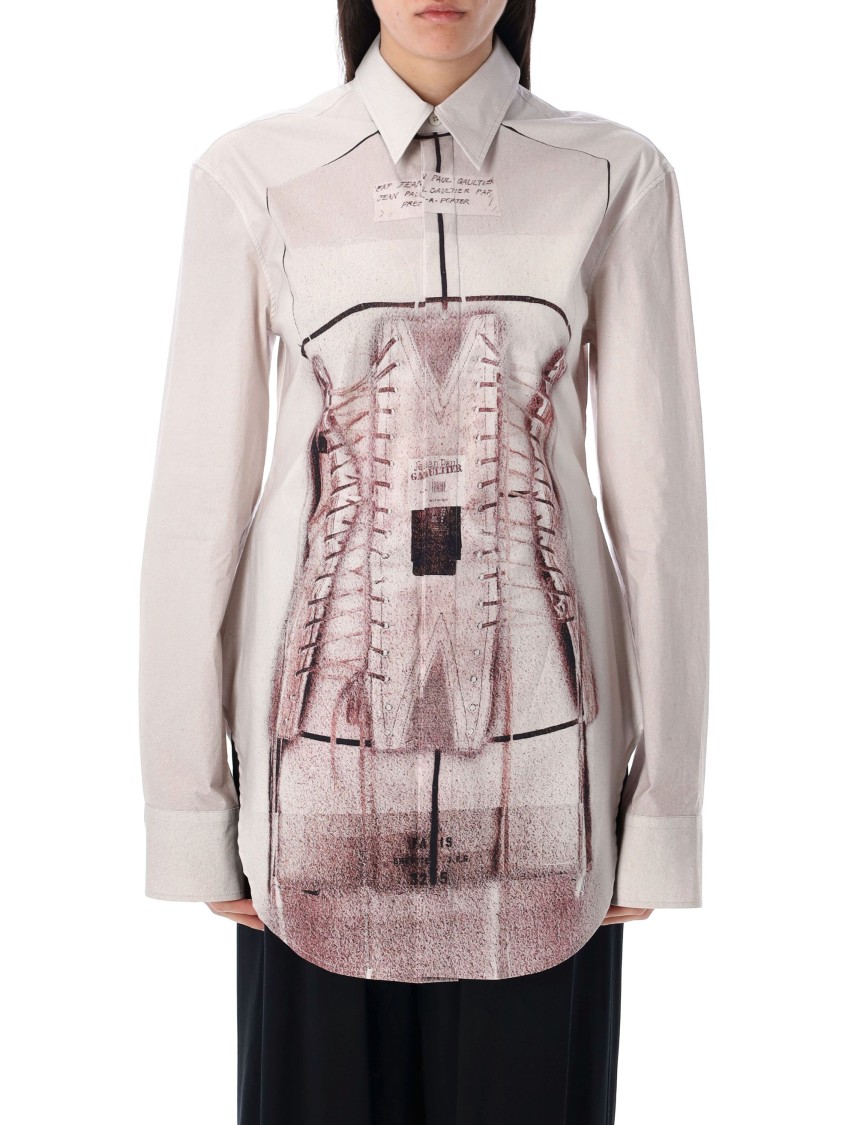 Shop Jean Paul Gaultier Corset Trompe L'oeil Shirt With Avant-garde Design In Pink