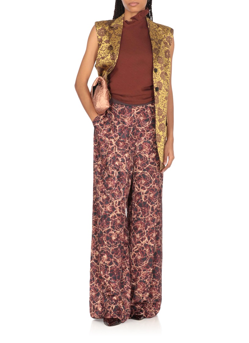 Shop Dries Van Noten Ruffled Volant Brown Cotton Top