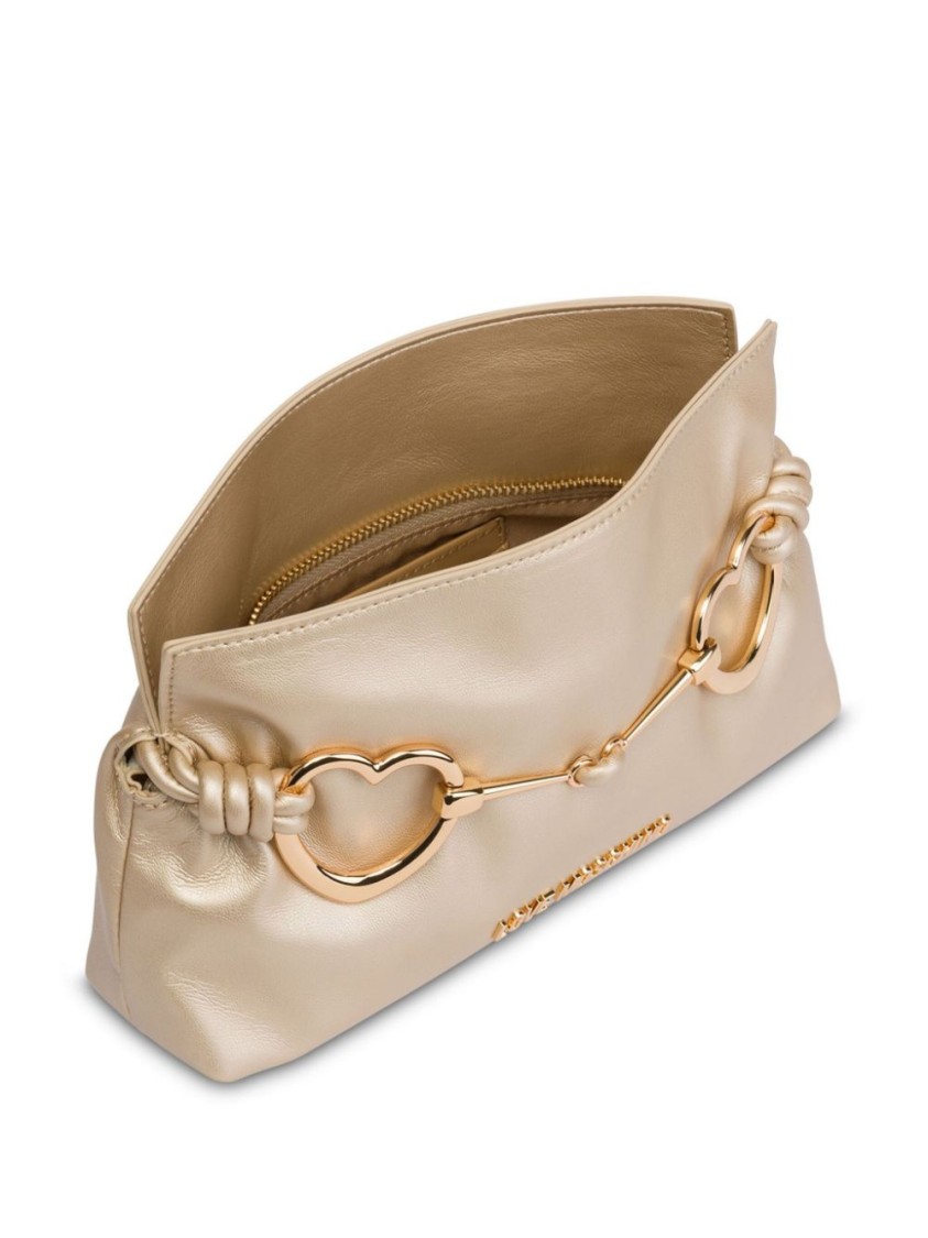 Love Moschino Gold Faux Leather Shoulder Bag With Chain Strap In Gold