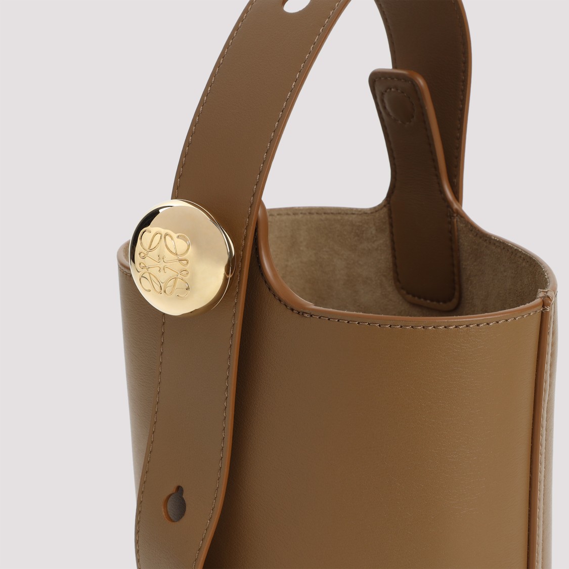 Loewe Mini Pebbled Leather Bucket Bag In Brown