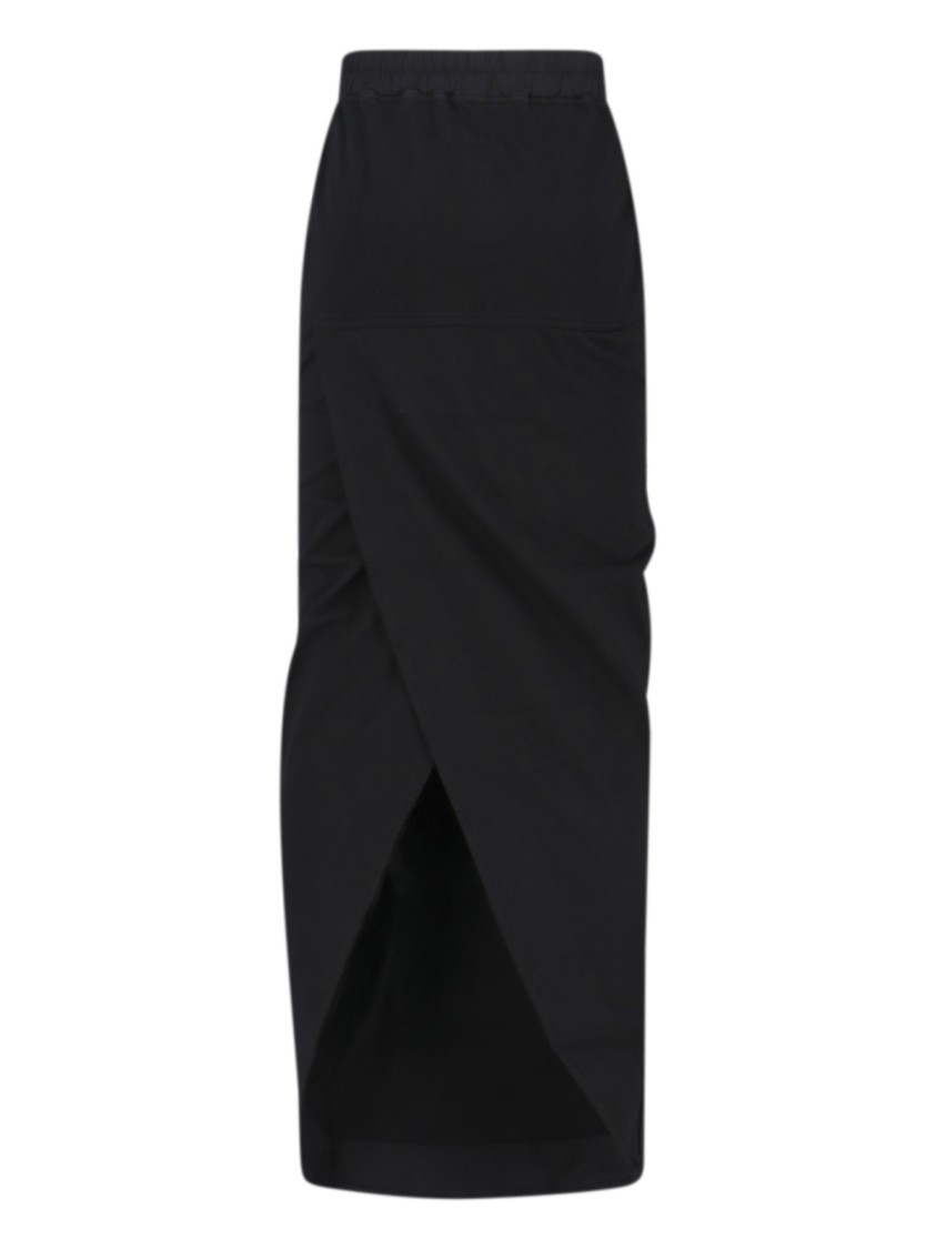 Rick Owens Drkshdw Drkshdw By Rick Owens Maxi Pencil Skirt With Draped Detail – Black In Black