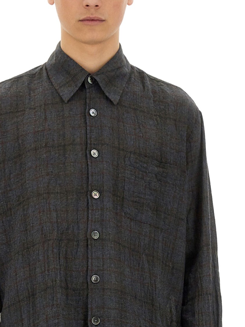 Our Legacy Check Pattern Button-down Shirt With Chest Pocket In Grey