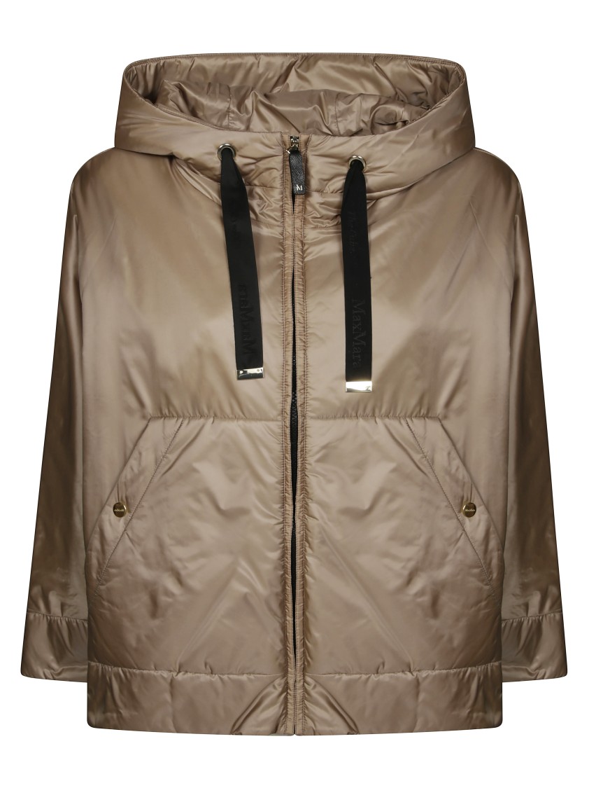 Max Mara The Cube Greenre Cape Cloak Hooded Jacket In Brown