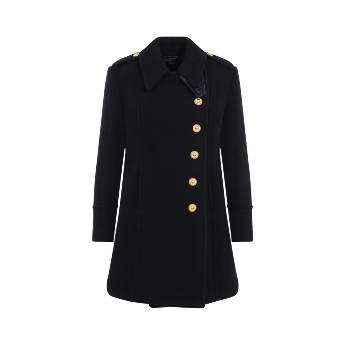 Tom Ford Asymmetric Wool-cashmere Duffle Peacoat In Black