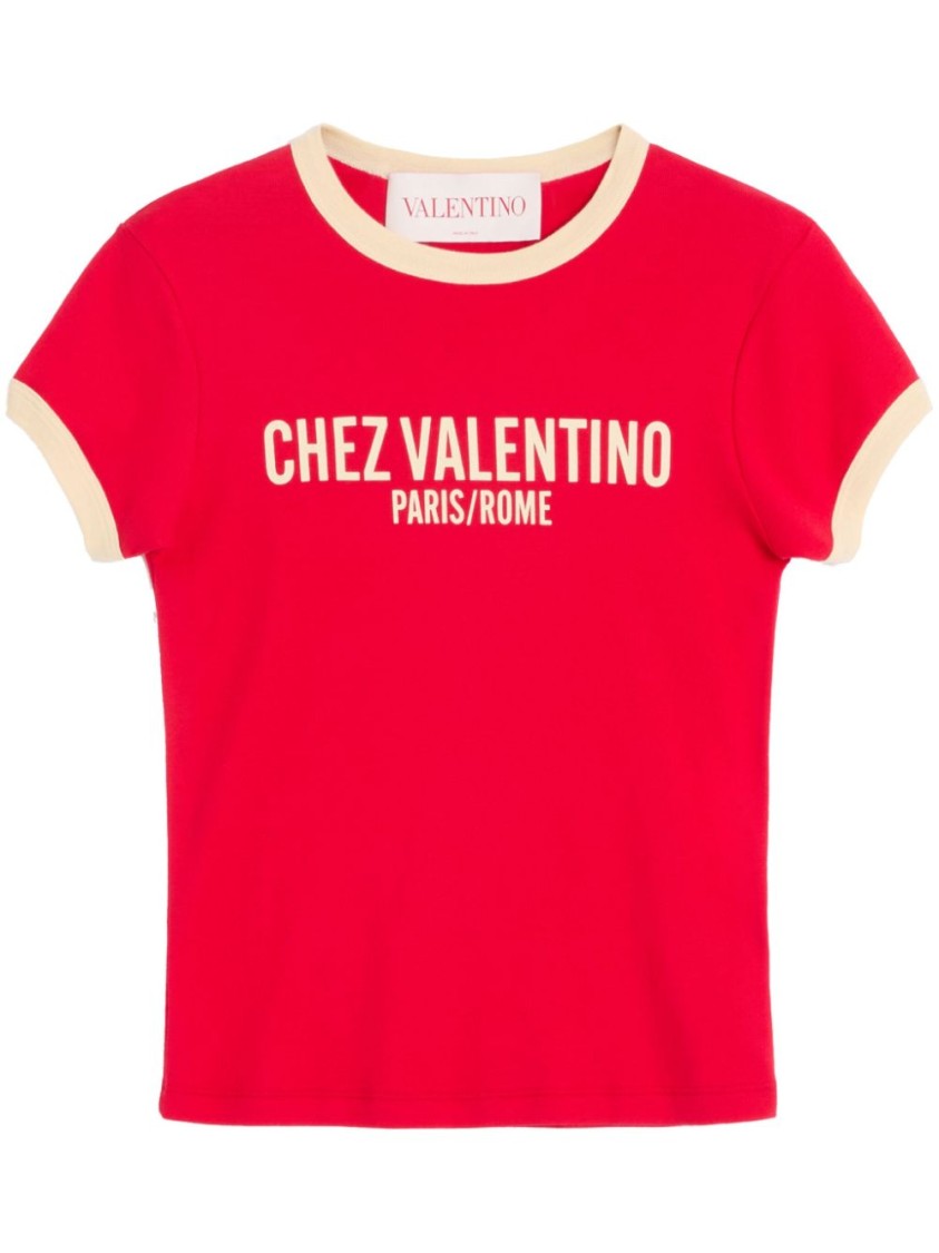 Shop Valentino Red Cotton T-shirt