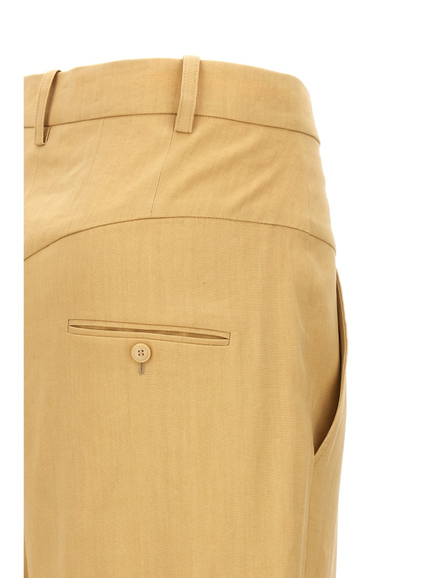 Isabel Marant High Waist Pleated Wide Leg Trousers In Brown