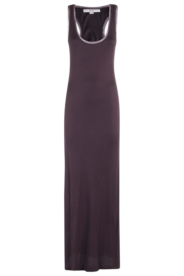 Remain Birger Christensen Brown Mesh Trim Maxi Dress In Black
