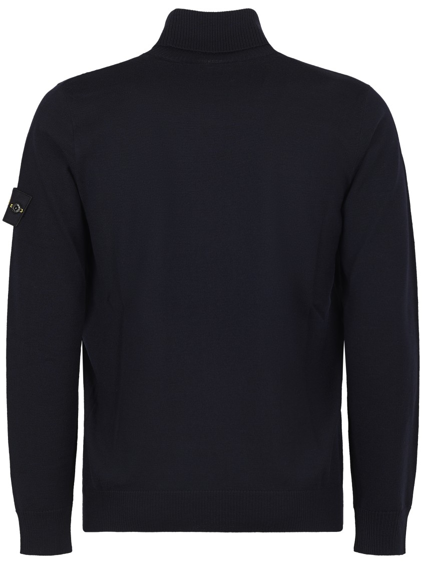 Stone Island Classic Ribbed Turtleneck Sweater In Black