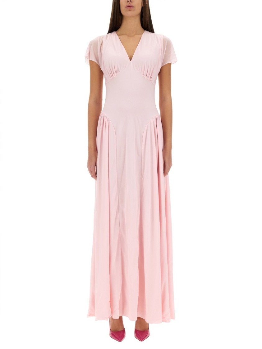 Rotate Birger Christensen Rotate Long Dress With Draped Silhouette