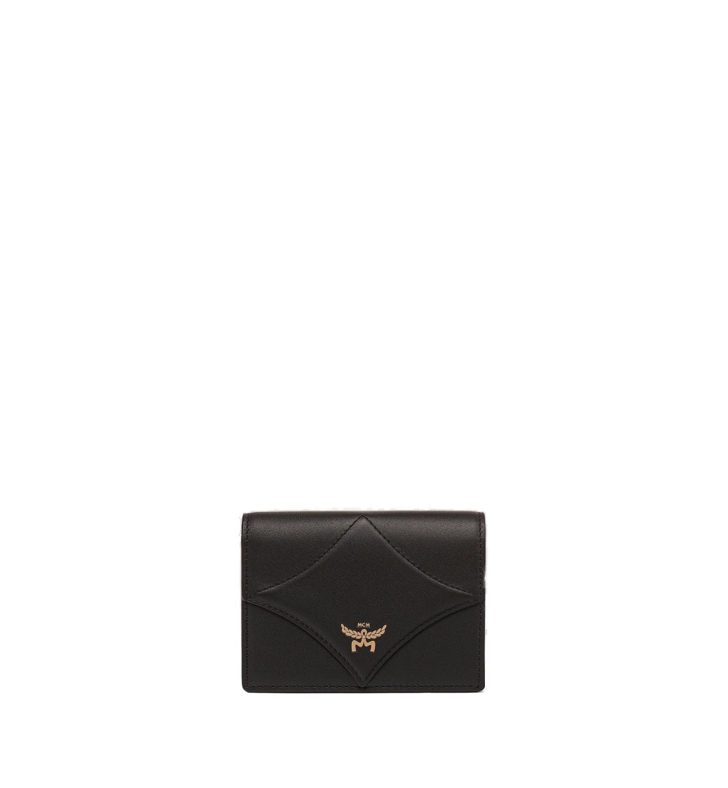 Mcm Mini Wallet With Bavarian Diamond Quilted Flap In Black