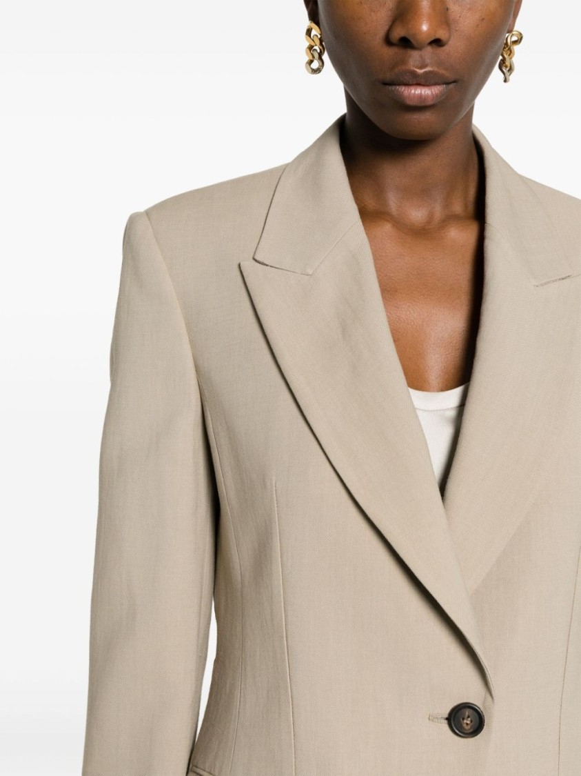 Brunello Cucinelli Tailored Jacket With Notched Lapels In Neutral