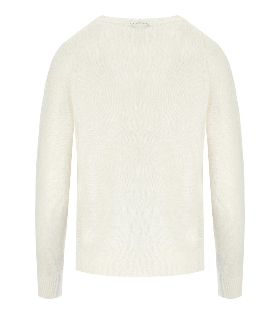 Max Mara Azteco White Crewneck Sweater In Neutral