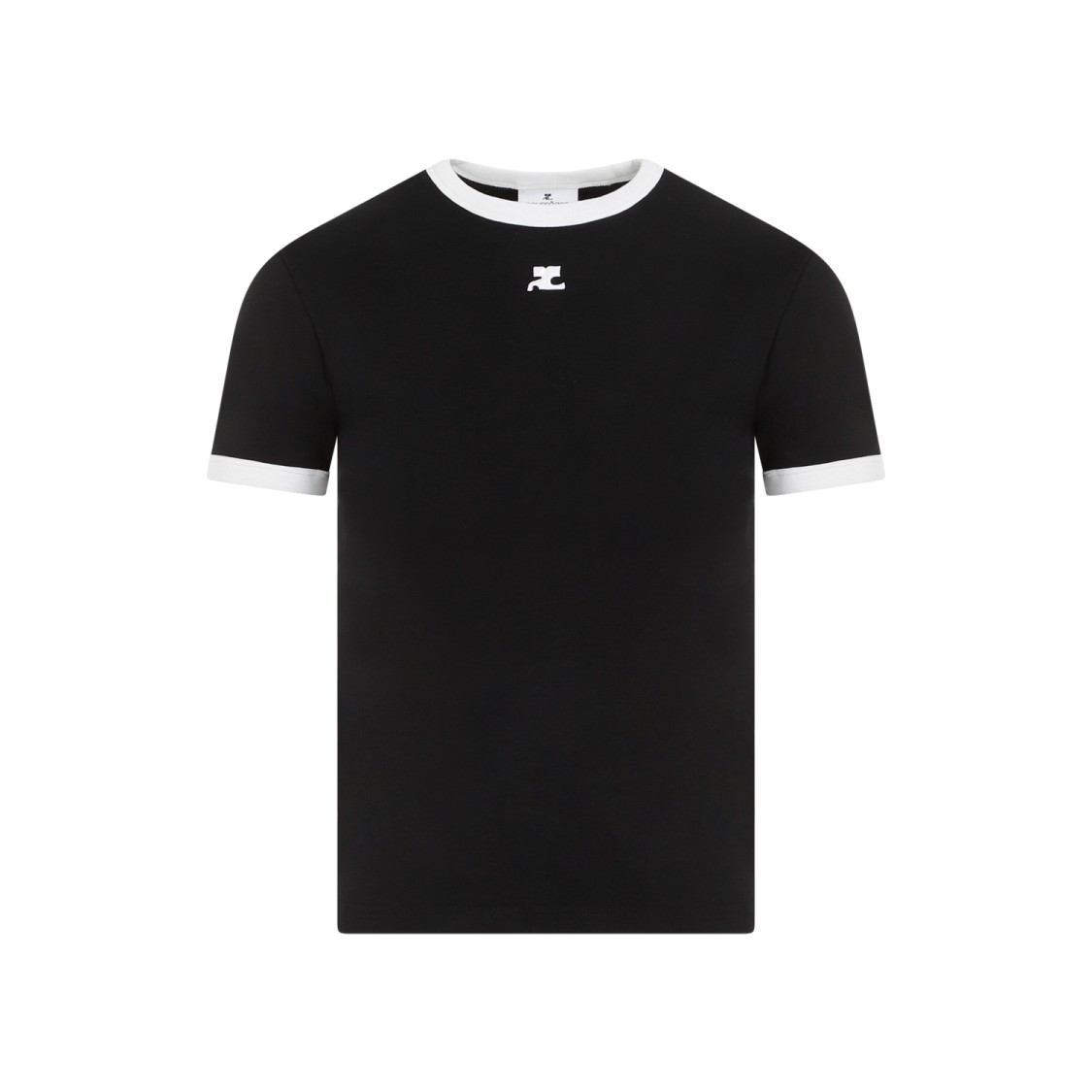 Courrèges Reedition Bumpy Contrast T-shirt In Black