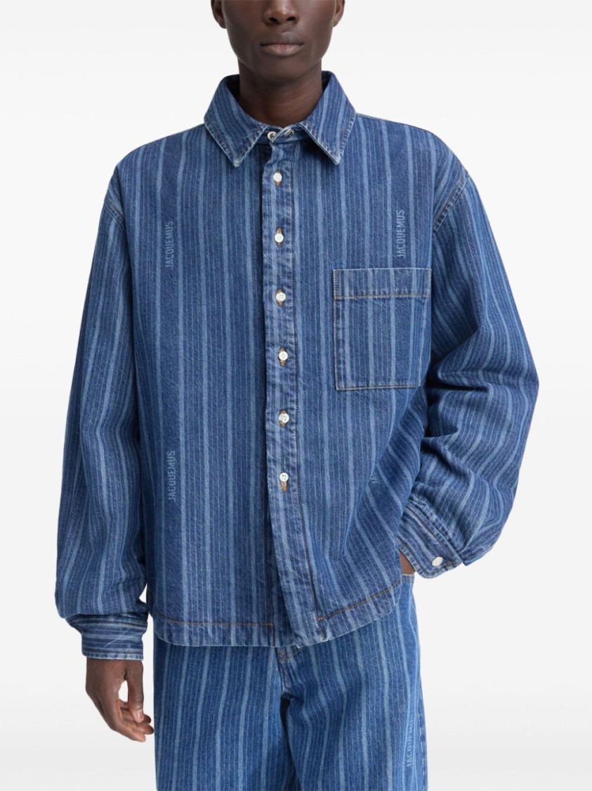 Jacquemus La Chemise Boulanger Blue Stripe Cotton Shirt In Blue