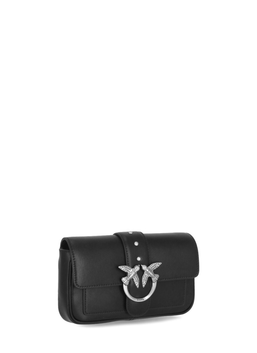 Pinko Black Leather Shoulder Bag In Black