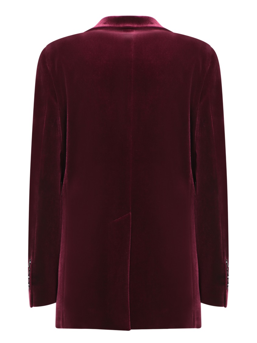 Shop Blanca Vita Burgundy Double-breasted Velvet Jacket