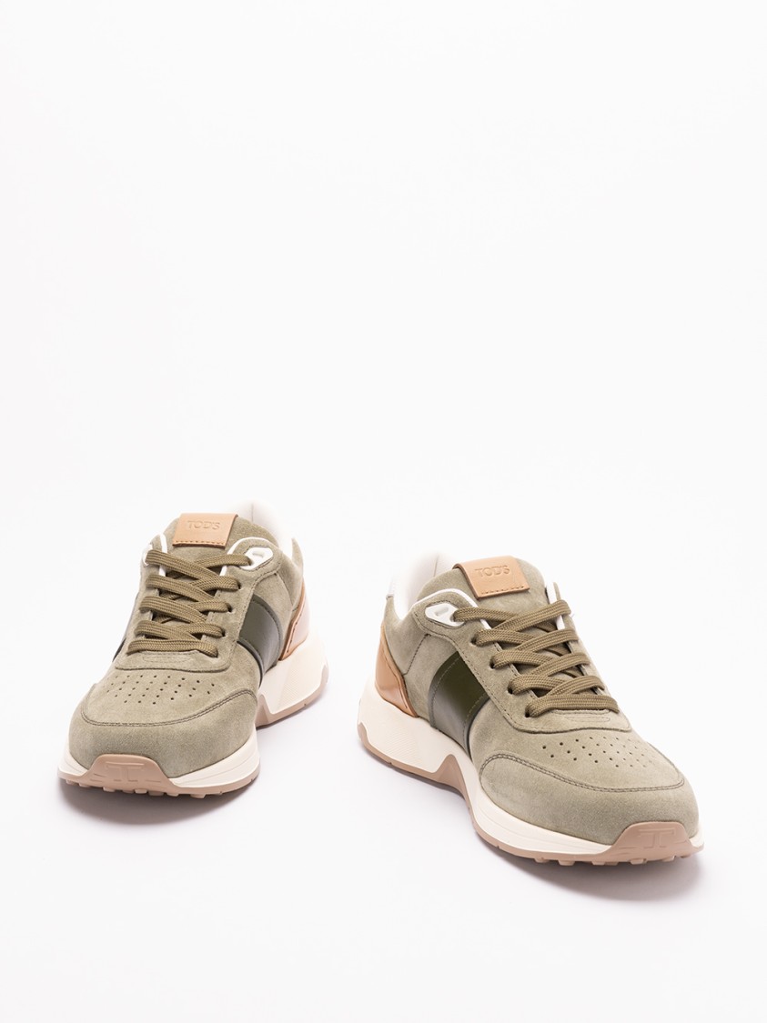Tod's Calf Leather Sneakers With Suede Panels