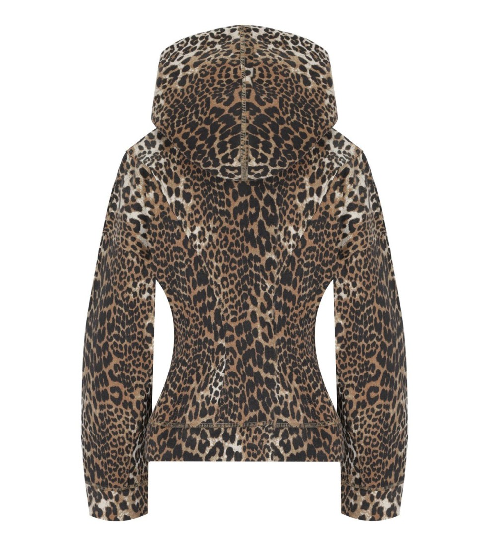 Ganni Fitted Organic Cotton Animal Print Hoodie In Animal Print