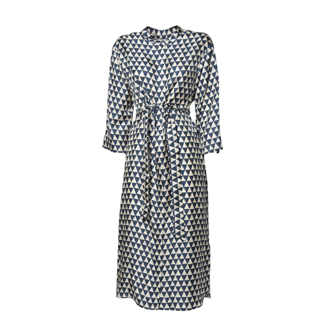 Max Mara Geometric Triangle Pattern Midi Dress With Tie Belt In Black