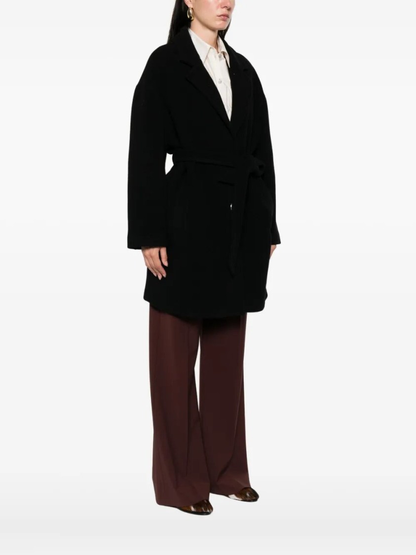 Pinko Belted Button-fastening Coat In Black