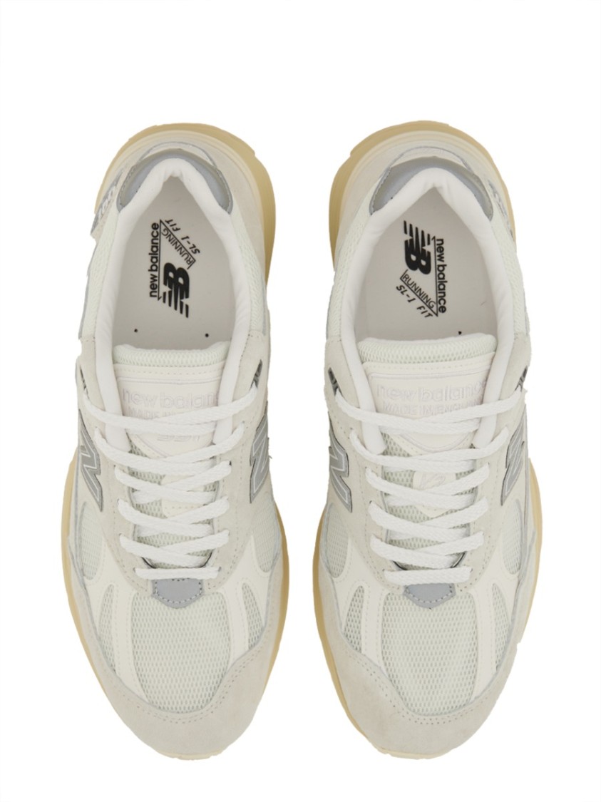 New Balance Sporty Pigskin And Mesh Sneakers With Cushioned Sole In Neutrals